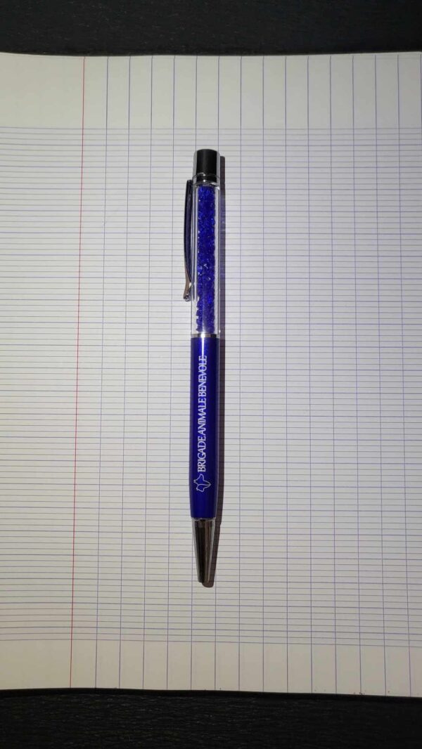 stylo droit sur cahier brigade animale bénévole