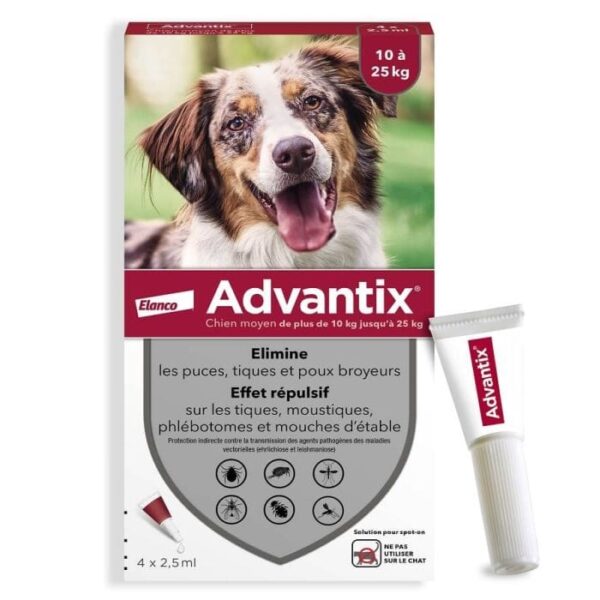 Advantix chien moyen (10 - 25 kg) - 4 pipettes